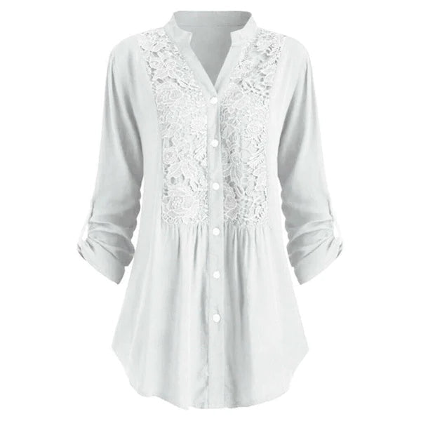 Women's Long-Sleeve Lace Detail Blouse