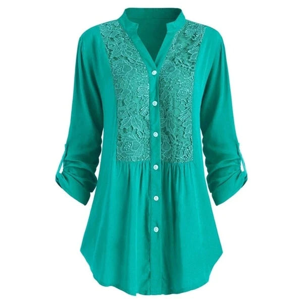 Women's Long-Sleeve Lace Detail Blouse