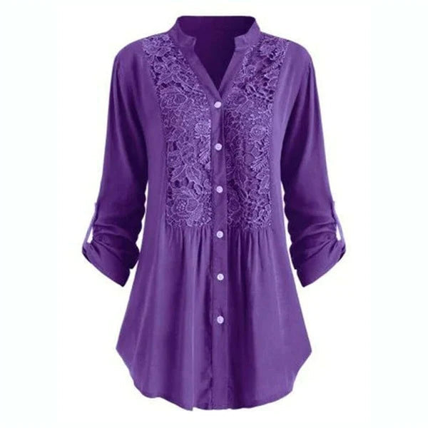 Women's Long-Sleeve Lace Detail Blouse