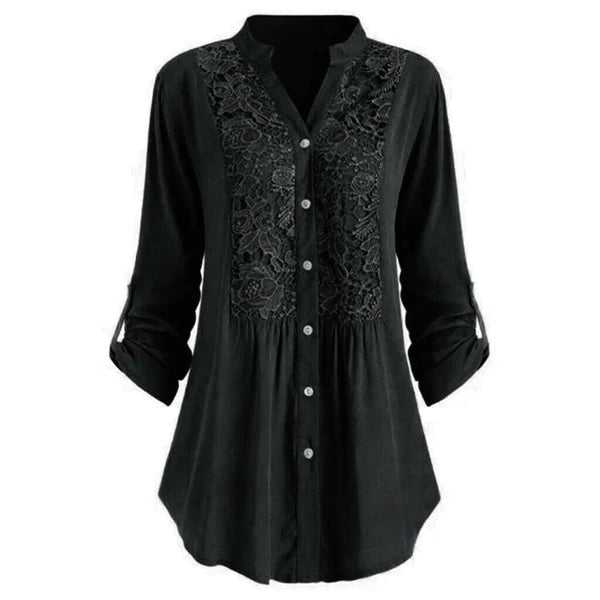 Women's Long-Sleeve Lace Detail Blouse