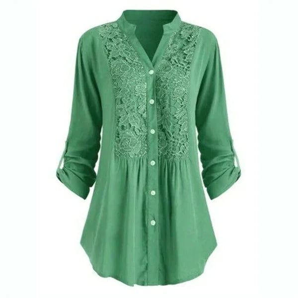 Women's Long-Sleeve Lace Detail Blouse