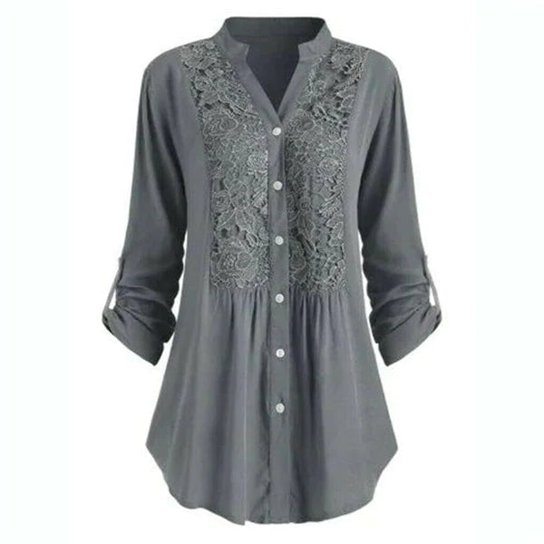 Women's Long-Sleeve Lace Detail Blouse