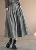 Women’s Pleated Midi Skirt with Checked Design