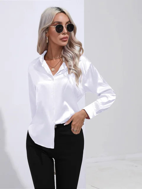 Women’s Long-Sleeve Collared Blouse for Summer