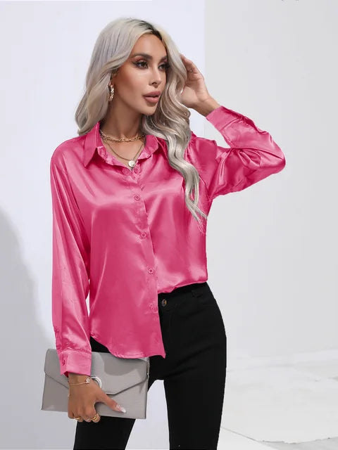 Women’s Long-Sleeve Collared Blouse for Summer