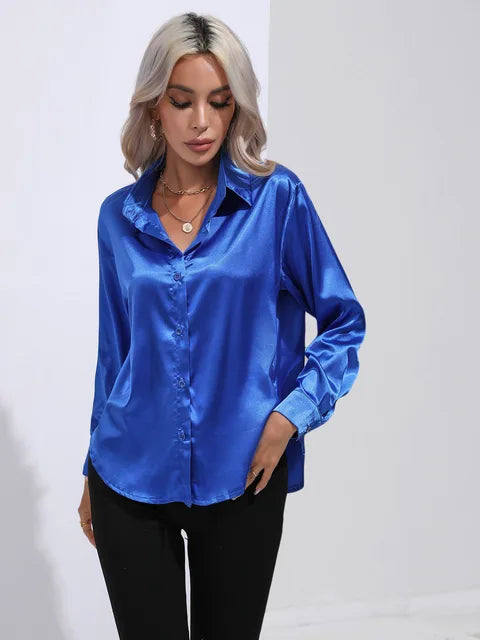 Women’s Long-Sleeve Collared Blouse for Summer