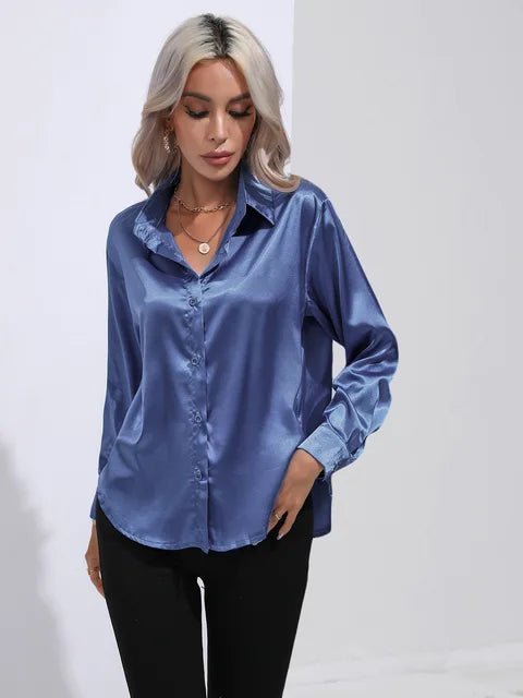 Women’s Long-Sleeve Collared Blouse for Summer