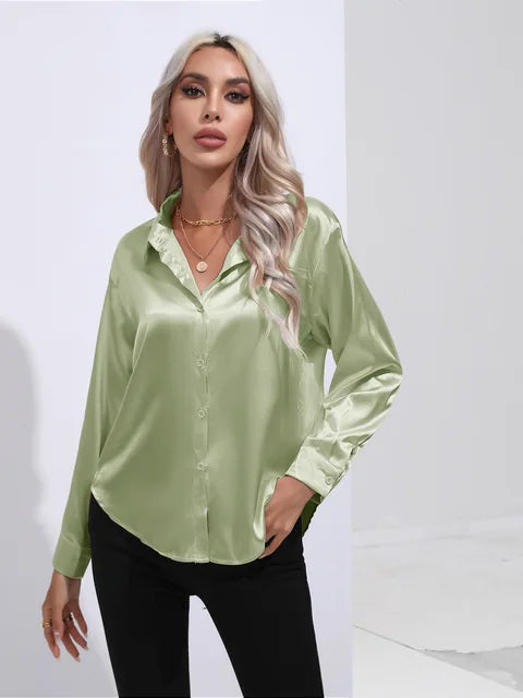 Women’s Long-Sleeve Collared Blouse for Summer