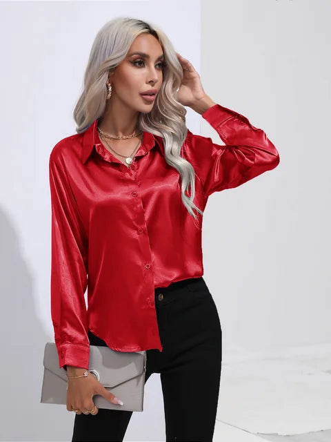 Women’s Long-Sleeve Collared Blouse for Summer