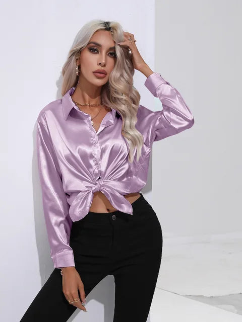 Women’s Long-Sleeve Collared Blouse for Summer