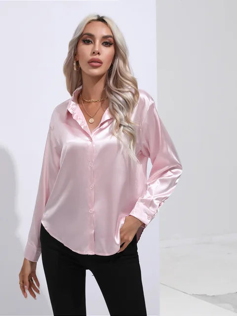 Women’s Long-Sleeve Collared Blouse for Summer