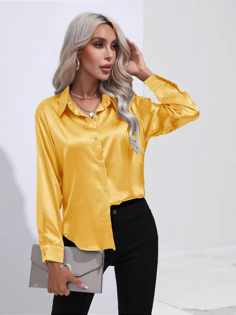 Women’s Long-Sleeve Collared Blouse for Summer