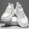 Men’s White Vegan Leather Sneakers with Laces