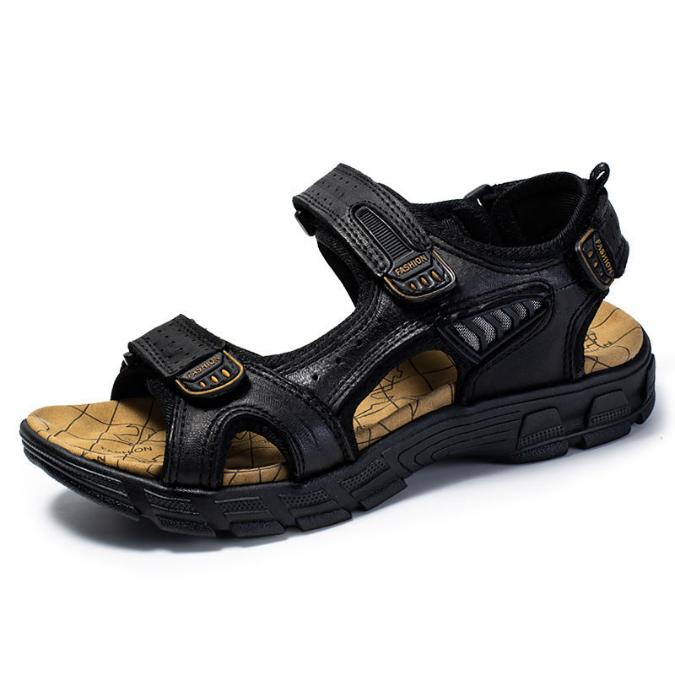 Men’s Vegan Leather Sandals with Map Print