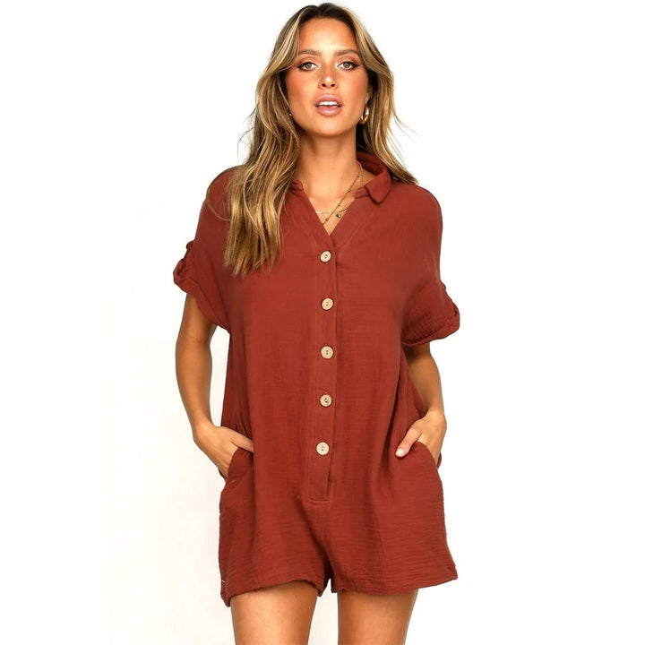 Women’s Short Jumpsuit with Button-Down Closure