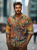 Men’s Long-Sleeved Printed Summer Shirt with Collar