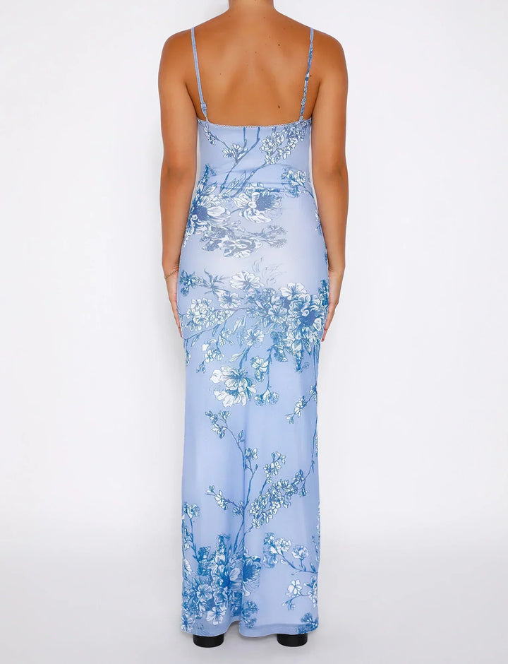 Women’s Floral Maxi Dress with Spaghetti Straps