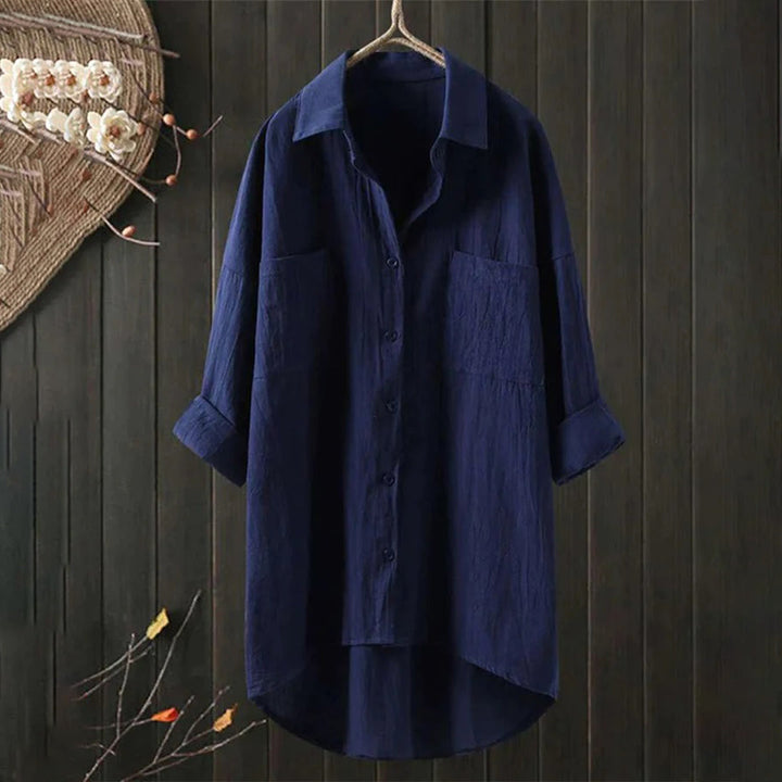 Women’s Button-Front Tunic Top with Chest Pockets