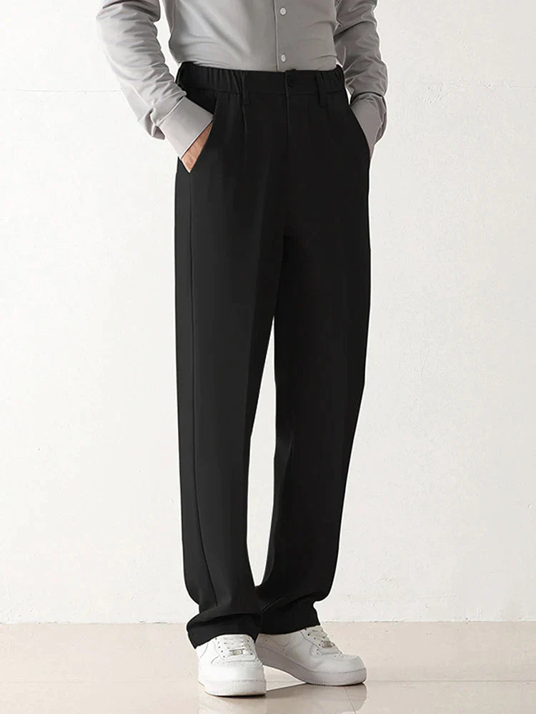 Men’s Draped Formal Pants with Wide-Leg Cut