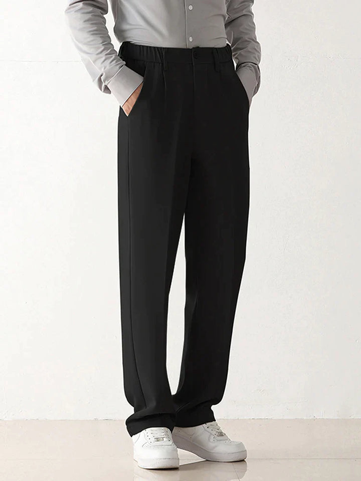 Men’s Draped Formal Pants with Wide-Leg Cut