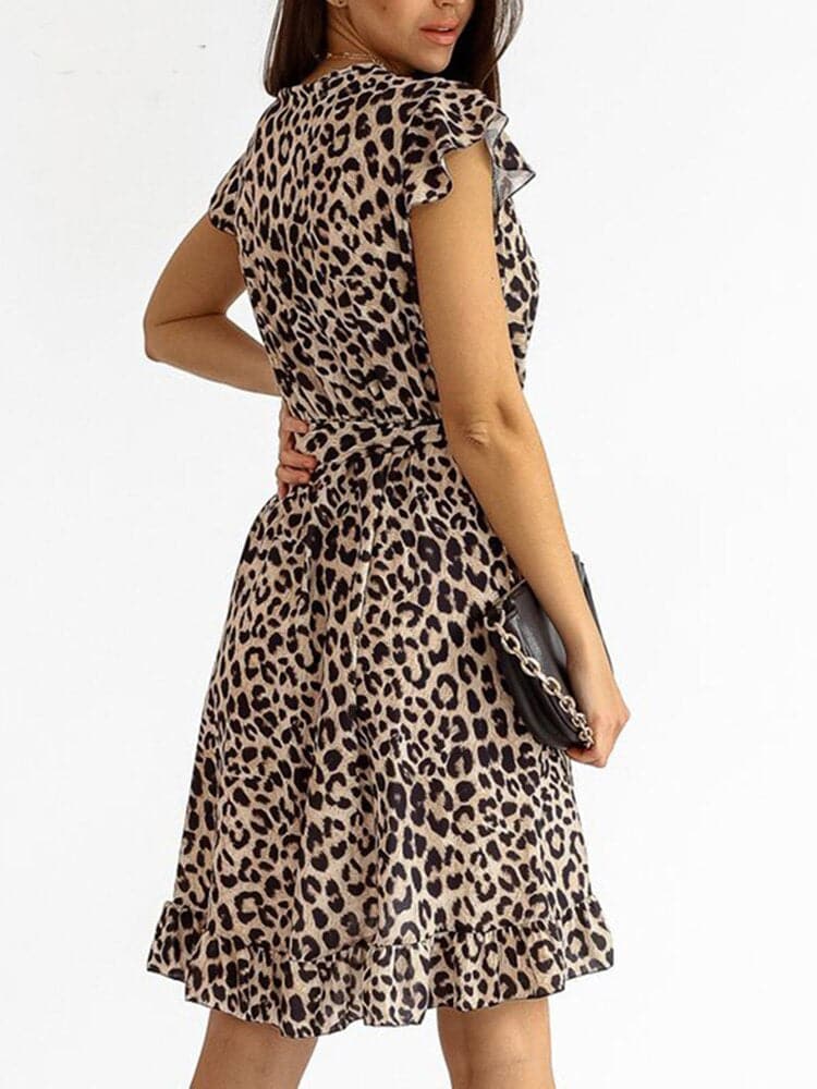 Women's Leopard Print Wrap Mini Dress