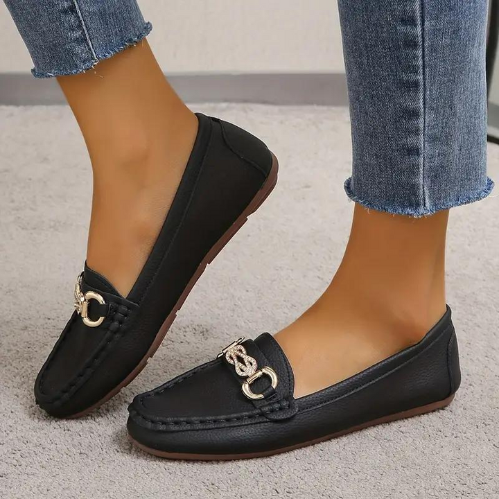 Women’s Loafers with Flat Sole and Metal Detail for Summer