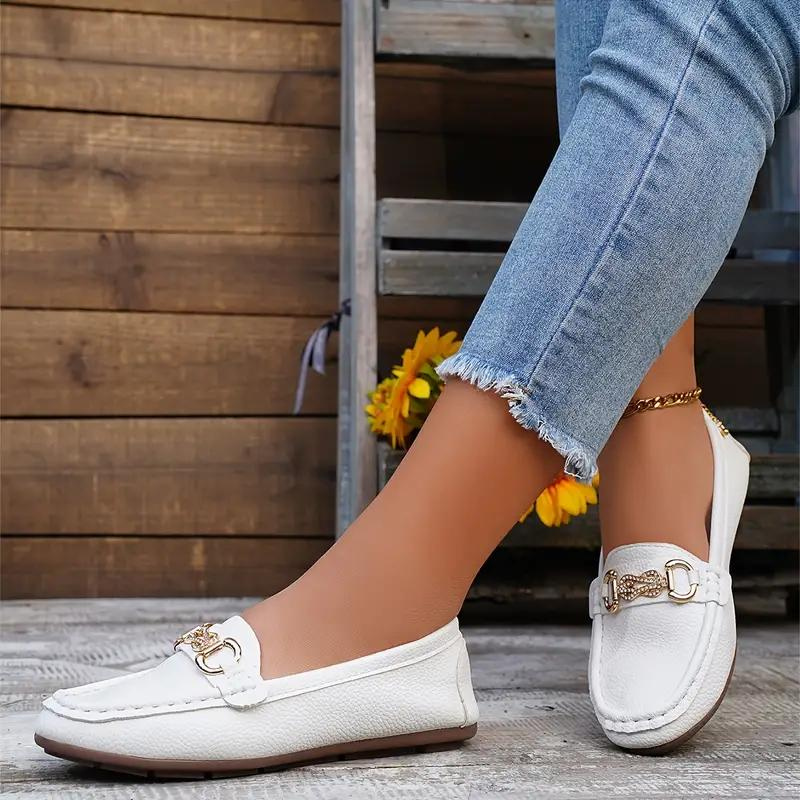 Women’s Loafers with Flat Sole and Metal Detail for Summer