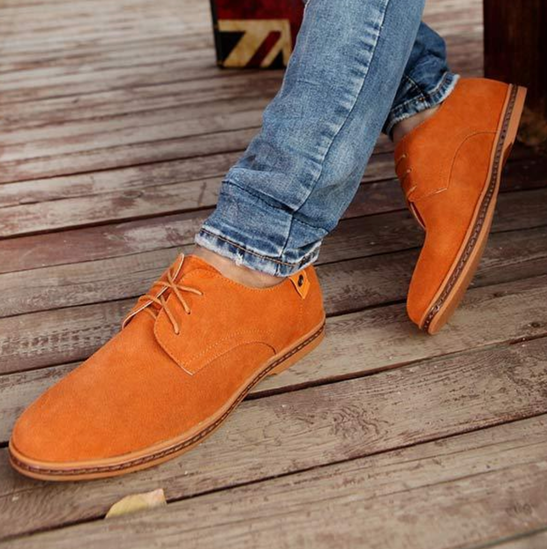 Men’s Suede Vegan Leather Derby Shoes