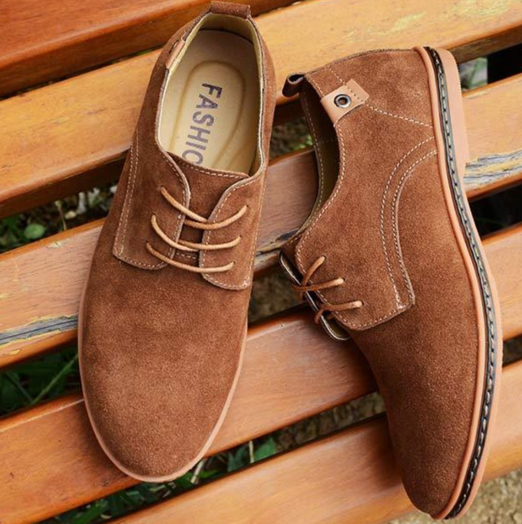 Men’s Suede Vegan Leather Derby Shoes