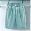 Linen Casual Shorts with Drawstring for Women