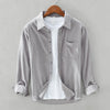 Corduroy Shirt with Buttons and Chest Pocket for Men