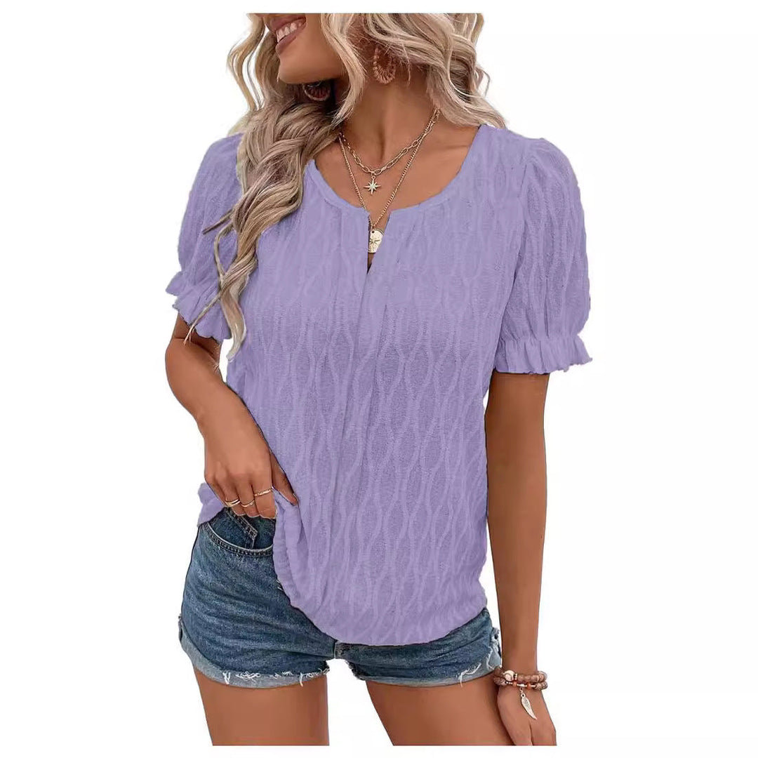 Women’s Notched Scoop Neck Short-Sleeve Shirt