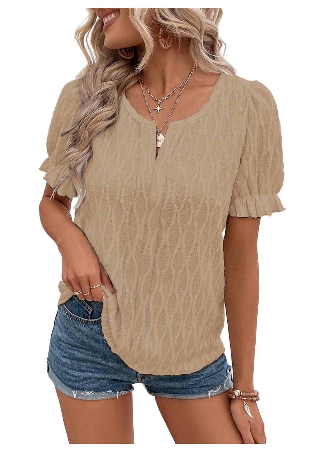 Women’s Notched Scoop Neck Short-Sleeve Shirt