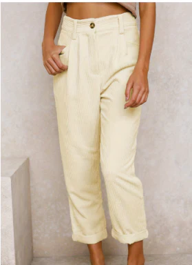 Women’s Corduroy Trousers with Pockets for Summer