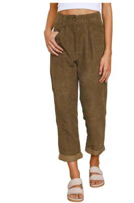 Women’s Corduroy Trousers with Pockets for Summer