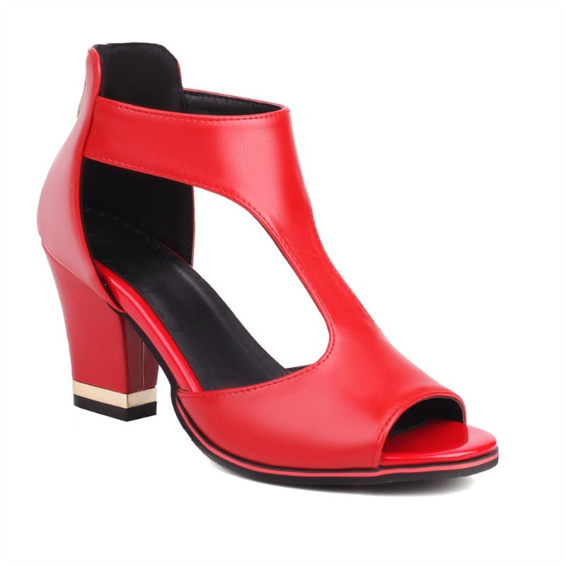Women’s Open-Toe Sandals with Ankle Strap and Block Heel