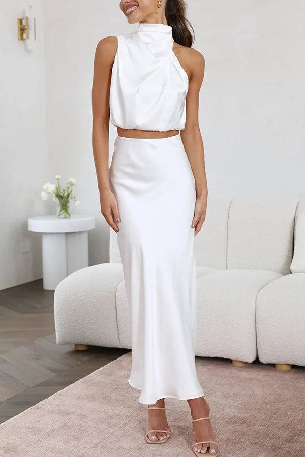 Women’s Two-Piece Evening Set with Draped Neckline