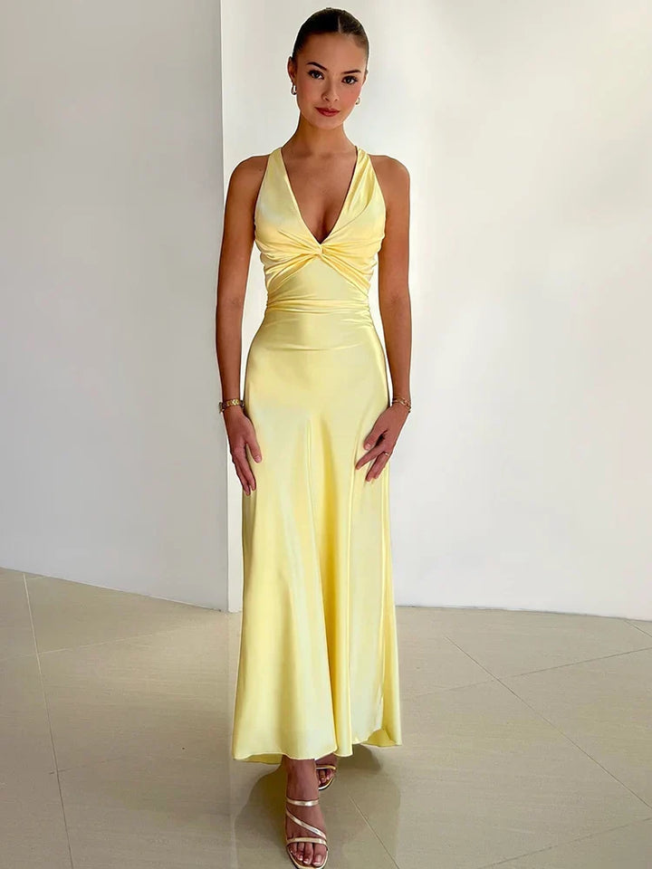 Women’s Sleeveless Maxi Dress with Deep V-Neck