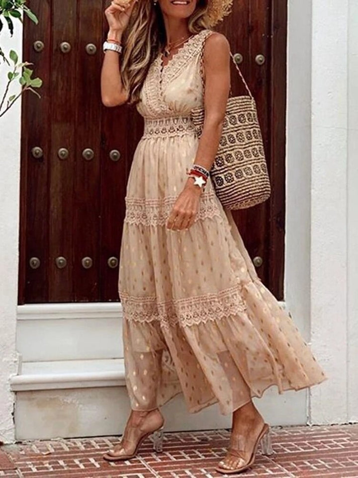 V-neck Summer Dress with Laces for Women