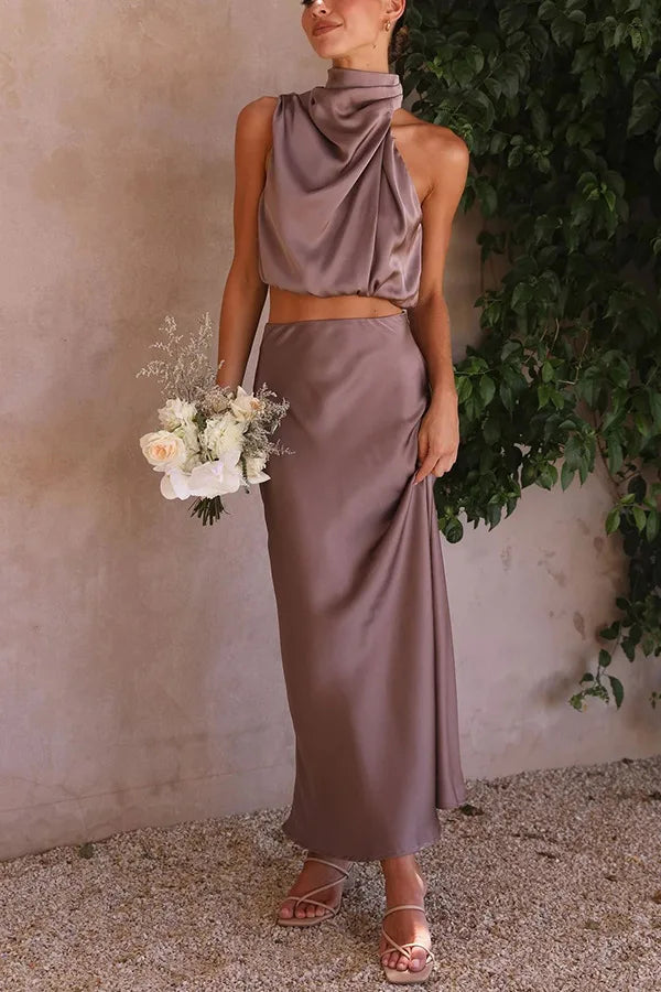 Women’s Two-Piece Evening Set with Draped Neckline