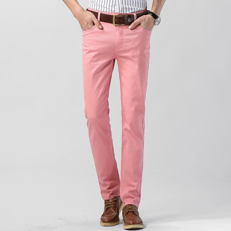 Men’s Plain Straight-Leg Summer Trousers with Pockets