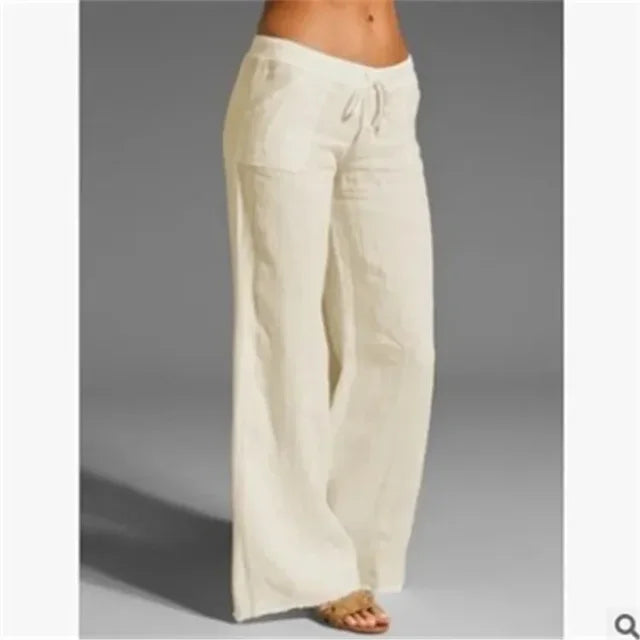 Drawstring Linen Trousers for Women