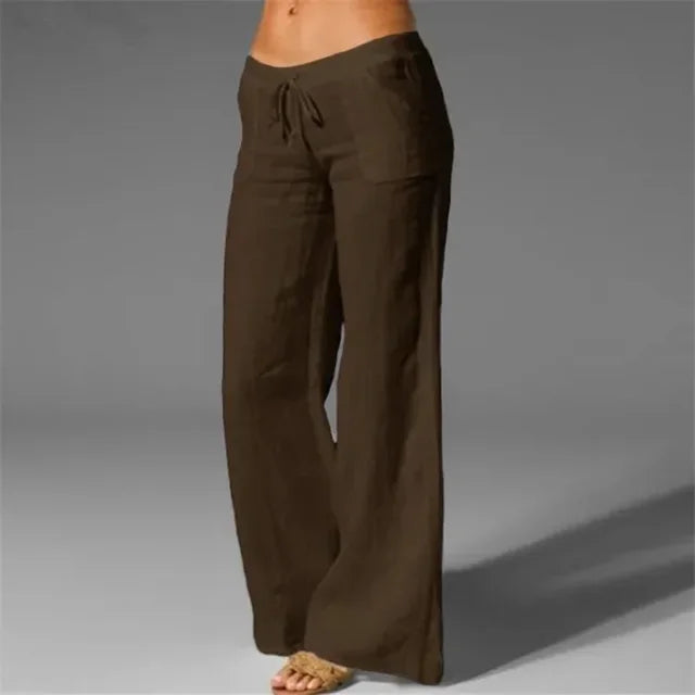Drawstring Linen Trousers for Women