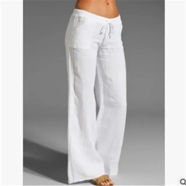 Drawstring Linen Trousers for Women