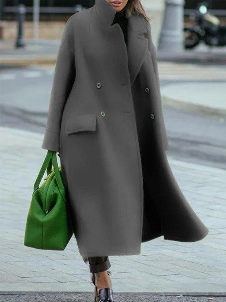 Waterproof Long Coat with Buttons for Women