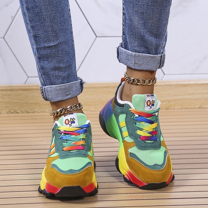 Multicolor Lace up Sneakers for Women