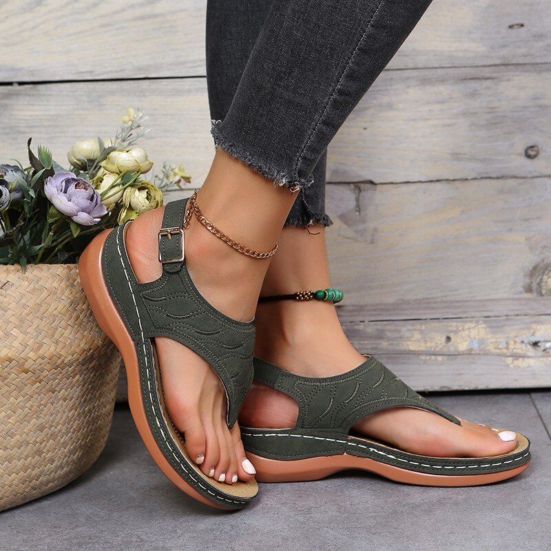 Women’s Wedge Sandals with Textured Upper and Heel Strap