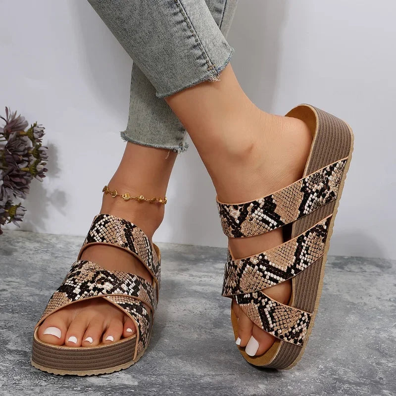Women’s Platform Sandals with Crisscross Straps