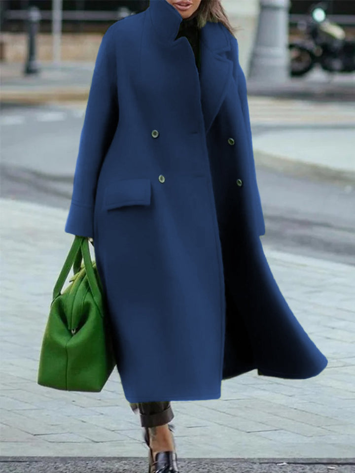Waterproof Long Coat with Buttons for Women
