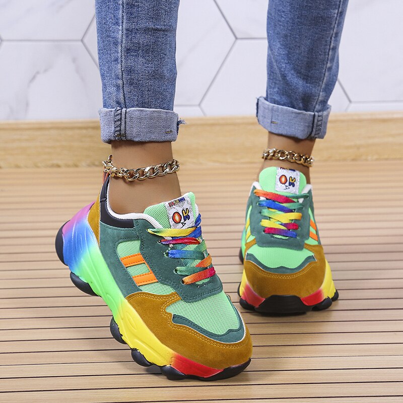 Women’s Colorful Sneakers with Chunky Platform Sole